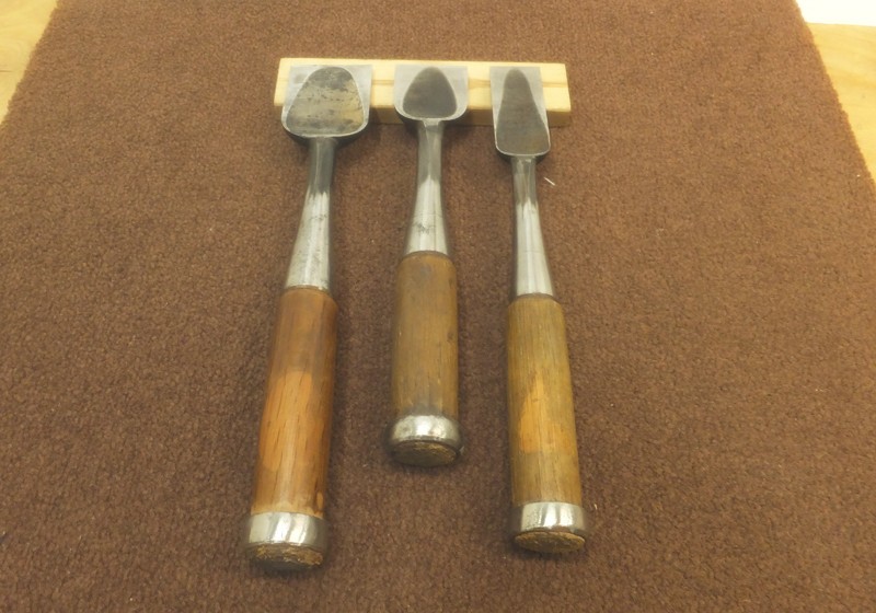 Japanese Chisel Nomi Yasaku 弥作 etc Blade Width 29mm 42mm 48mm Set of 3 Used