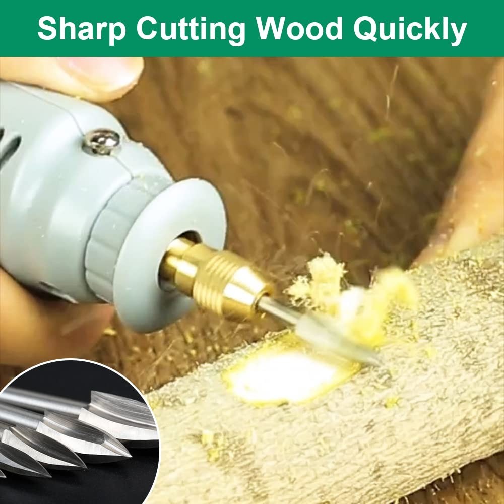 Wood Carving Drill Bits Set for Dremel Rotary Tool 5Pcs Engraving Drill Acces…