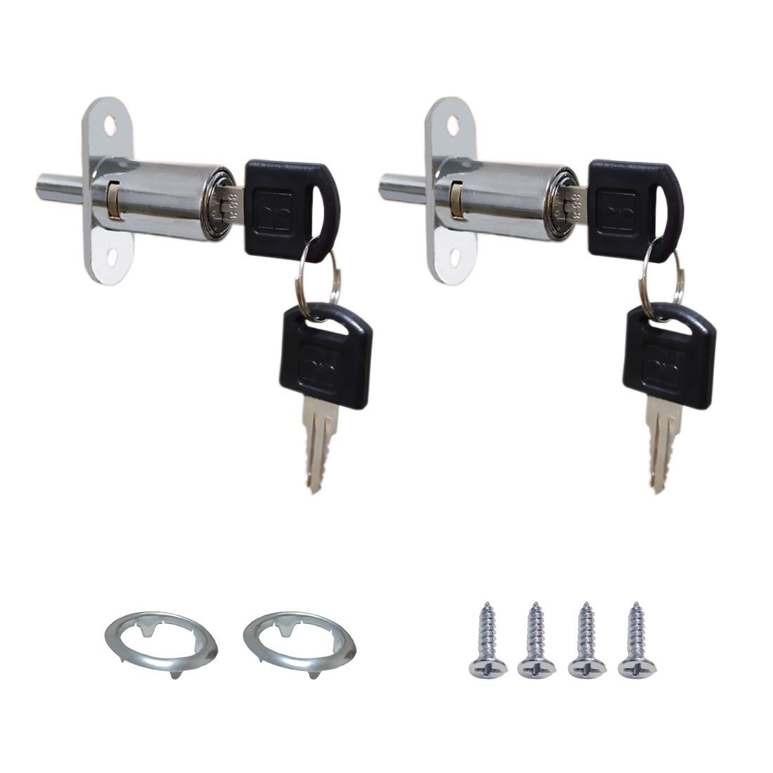 Push Plunger Lock 19mm x 23mm Cylinder Head Chrome Plated Alloy Keyed Alike 2…