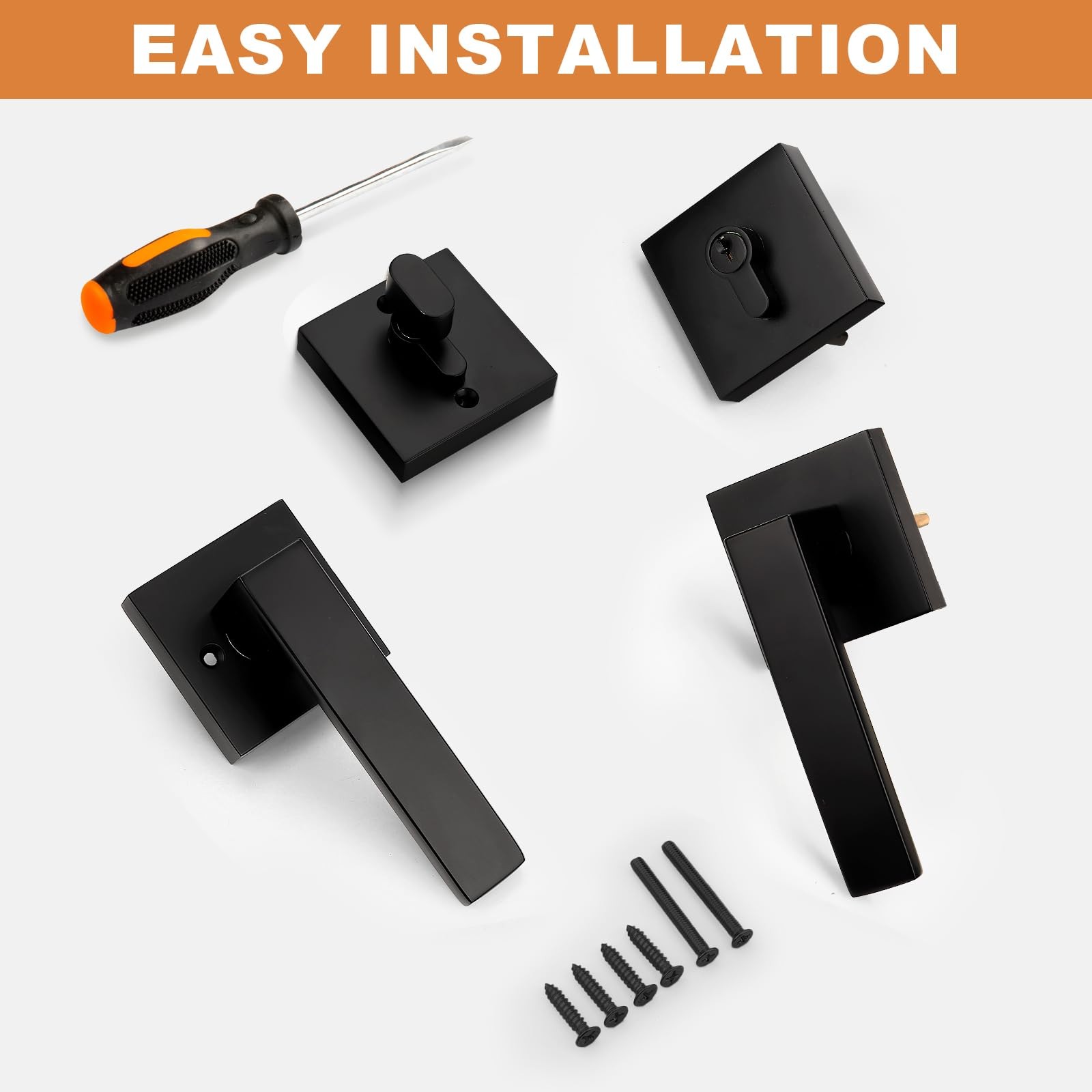 Probrico Matte Black Passage Handle and Single Cylinder Deadbolt,