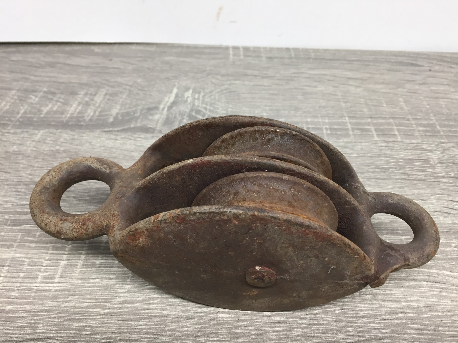HH Vintage Rustic Double Sheave Pulley Block & Tackle Farm Industrial Decor Tool