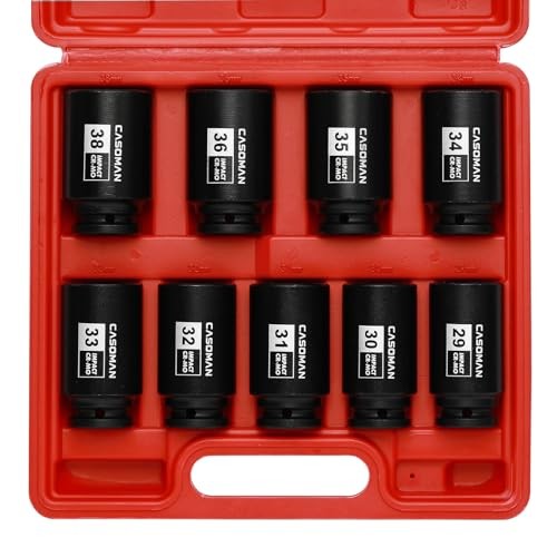 large socket set 1/2- Inch Drive Deep Spindle Axle Nut Impact Socket Set, 6