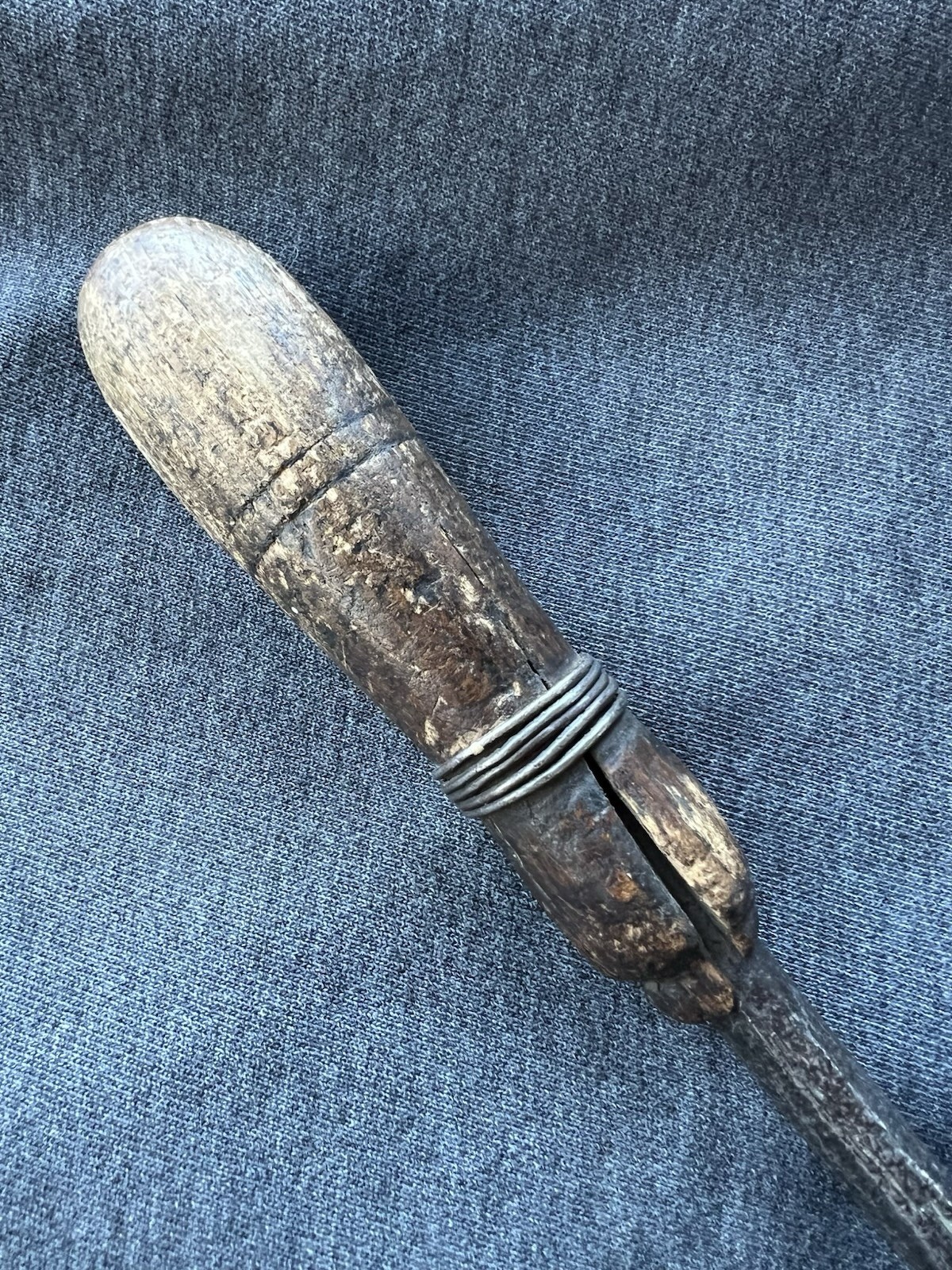Antique Copper Soldering Iron 12.75″ Wood Handle Tinsmith Tool Primitive