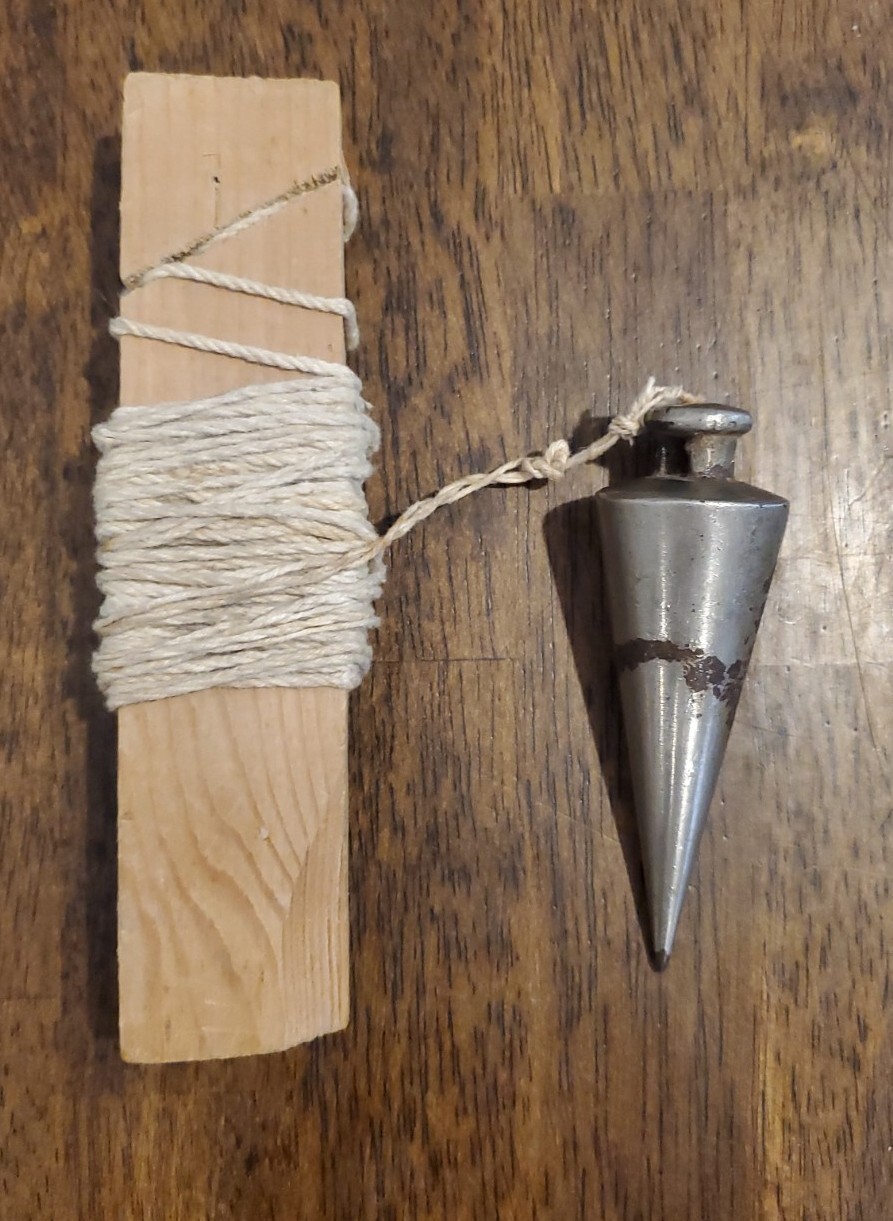 Vintage Plumb Bob With String Woodworking Carpenter Tool Metal Chrome Plated
