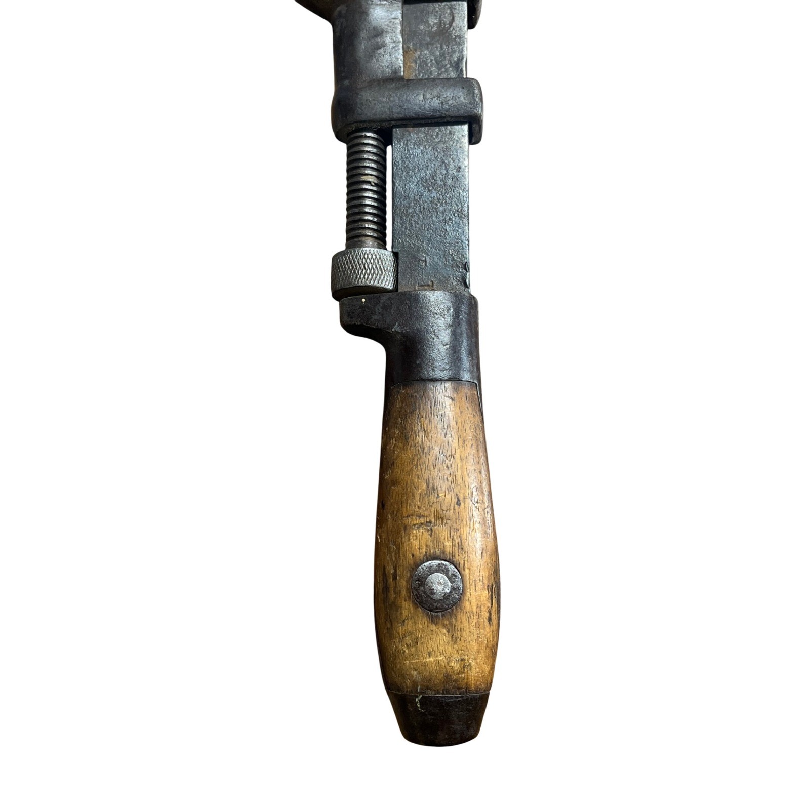 Antique Coes Wrench Co Worcester Mass USA Wood Handle Monkey Wrench Steel Tool