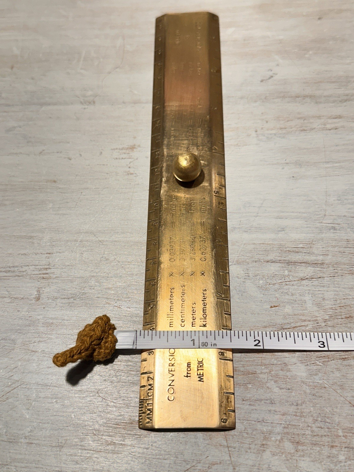 Brass Metal Ruler Metric and standard measurements, 9″ long, Heavy