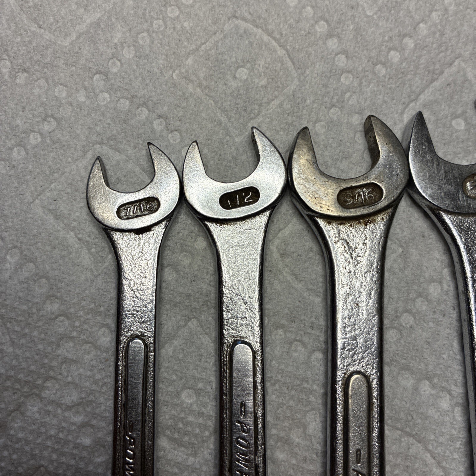 Vintage Powr Kraft 6 Piece Set Combo Wrenches SAE-7/16 through 3/4