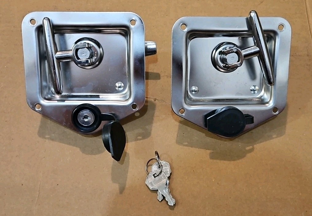 Stainless Steel T-Handle Lock with Keys For Truck RV Trailer Toolbox – 2 Pack