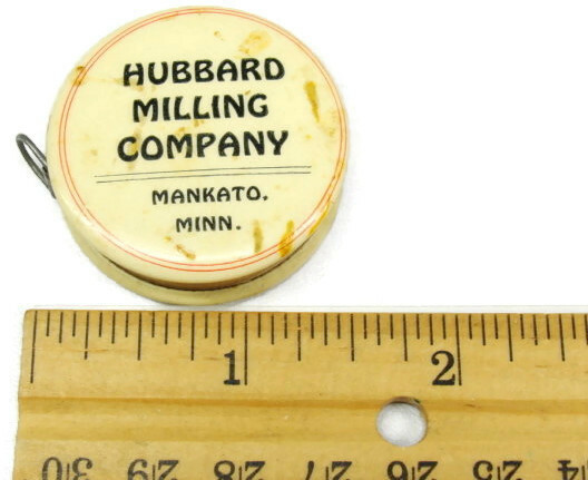 Vintage Tape Measure Plastic Round Shape Advertisement Hubbard Milling Mankato