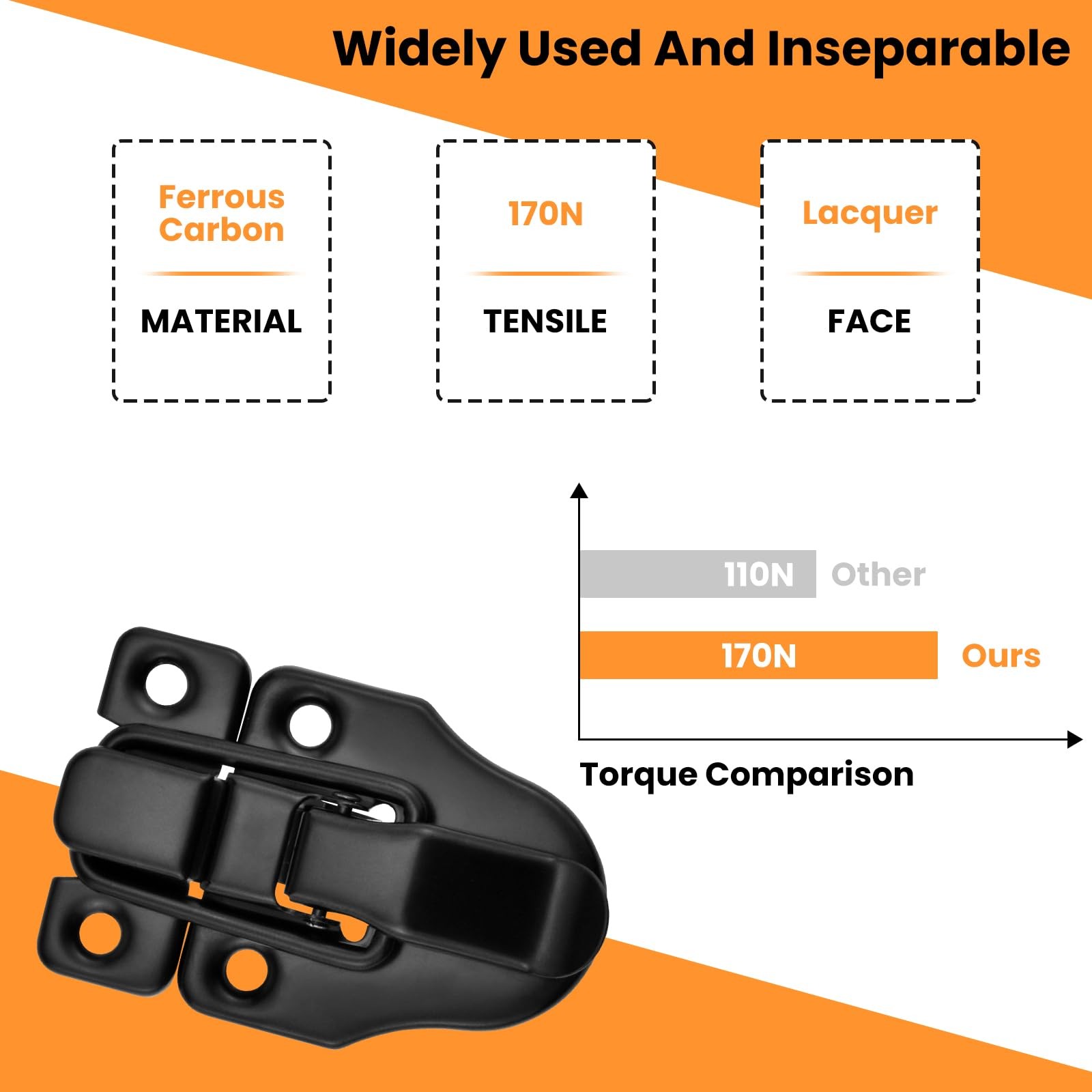 UBANU Toggle Hasp Latches Hardware with Hardening No Padlock Hole-4pcs