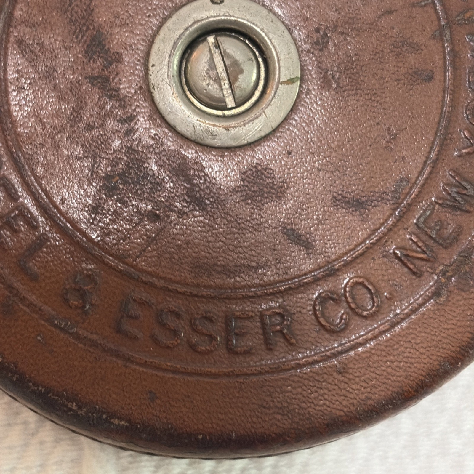 VINTAGE KEUFFEL & ESSER CO. NY “The Piccolo” LEATHER Bound TAPE MEASURE 50 Feet