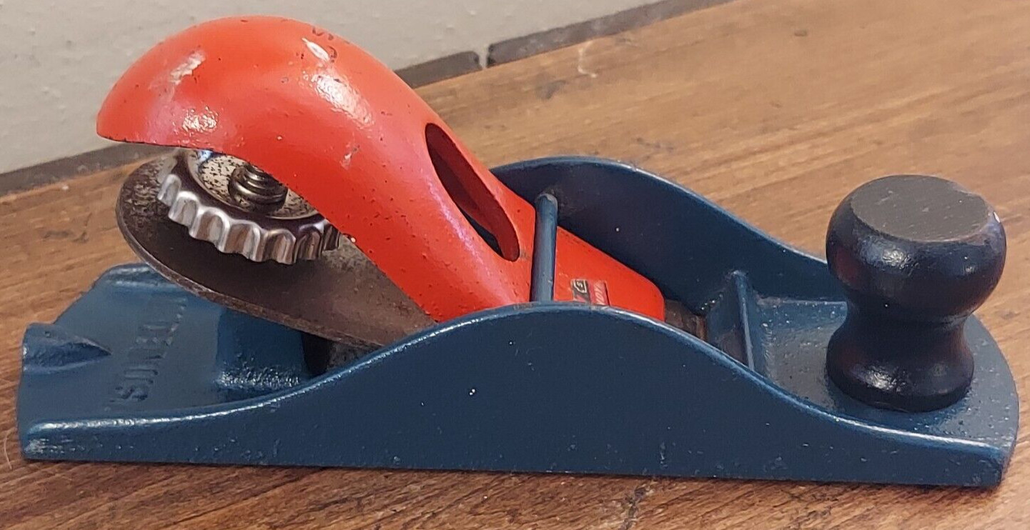VINTAGE Stanley Handyman H1247 Block Plane USA RED & Blue Made in USA