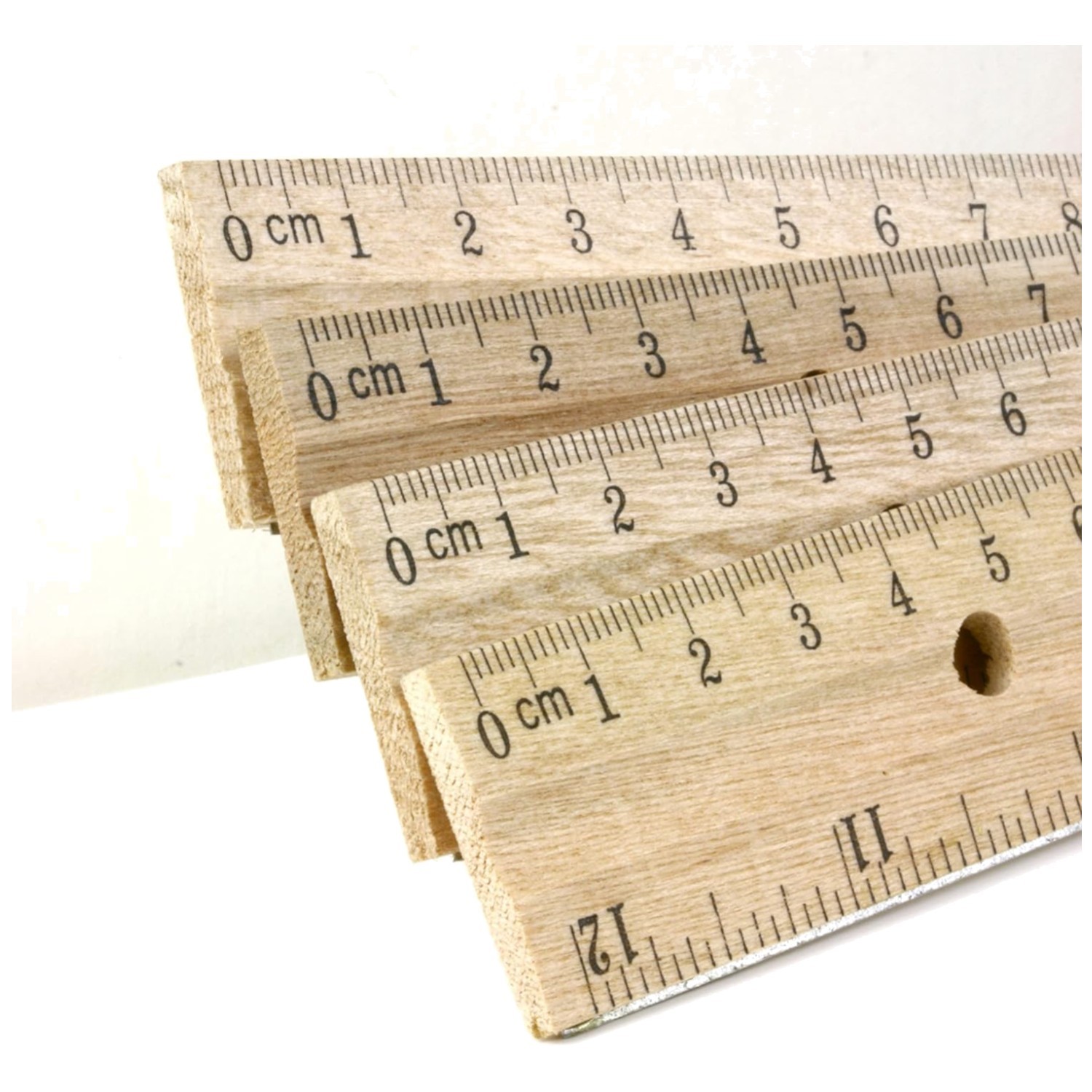 12″ Wooden Ruler Set, Metal Edge, Inch & Metric