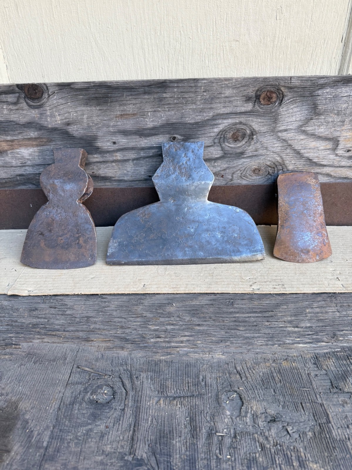 Vintage lot of 3 old axe heads.