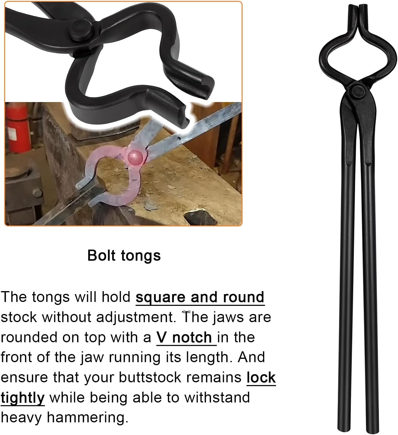5 PIECE TONGS KIT INCLUDES FLAT, SQUARE JAW, BOLT, BLADE, WOLF JAW TONGS