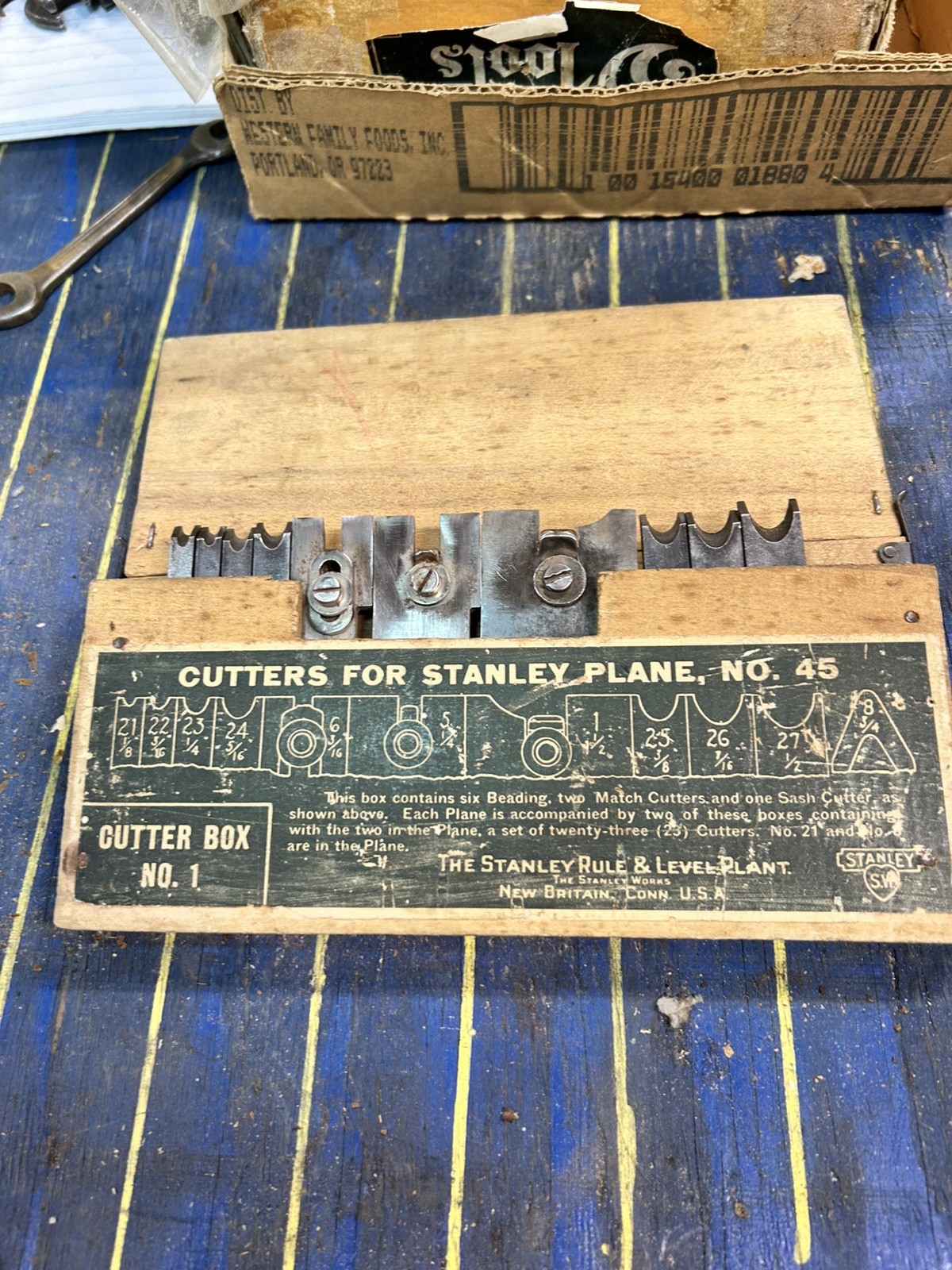 Stanley 45 Combination Plane Cutters Orig Box Very Clean not complete