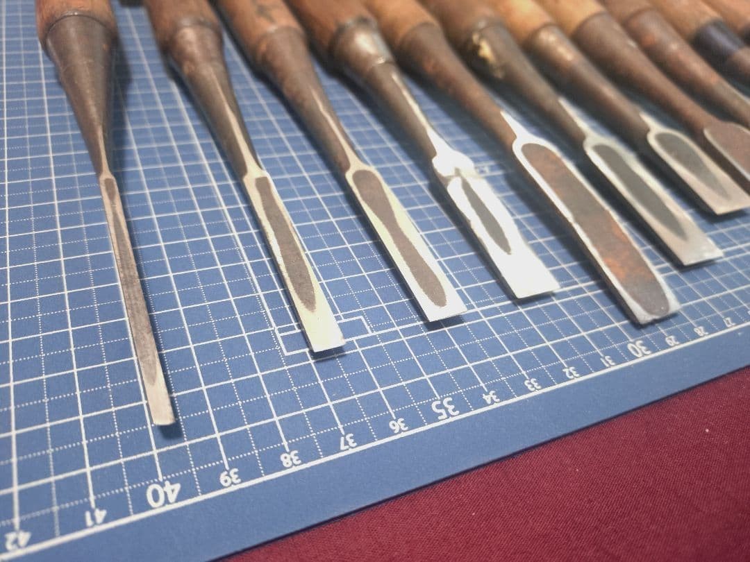 Chisel Nomi set of 10 3mm-41mm Japanese Vintage Woodworking Tool Japan
