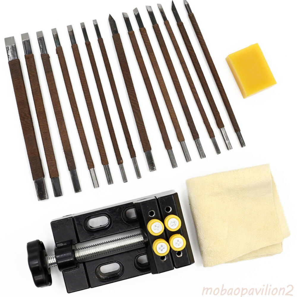 18Pcs/set Woodworking Seal Burin Tools Clamp Bed Stone Carving Knife Tool Set