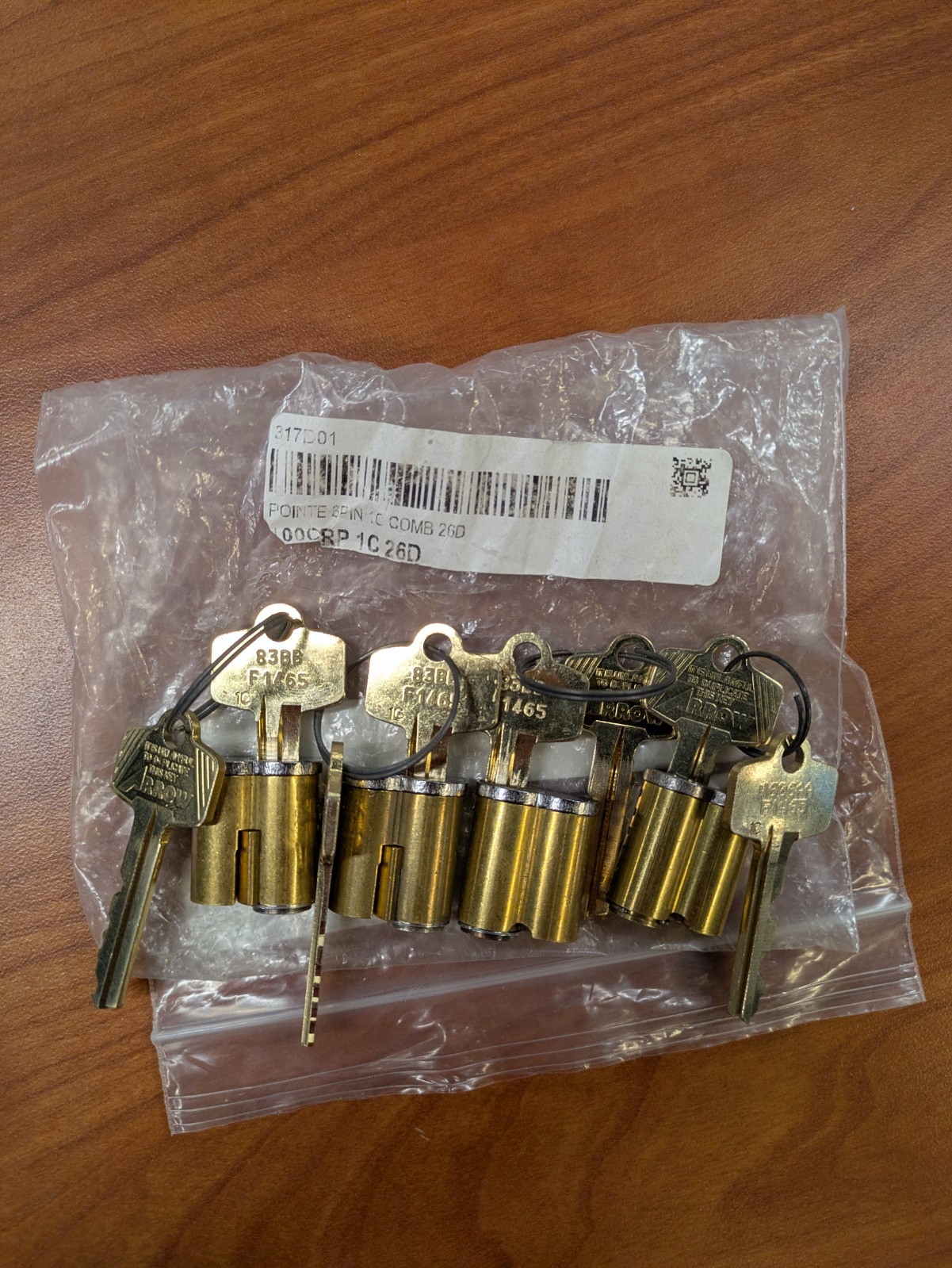 Lot of 4 Arrow Lock 100CRP 1C 26D 6-Pin SFIC Interchangeable Cores, Satin Chrome