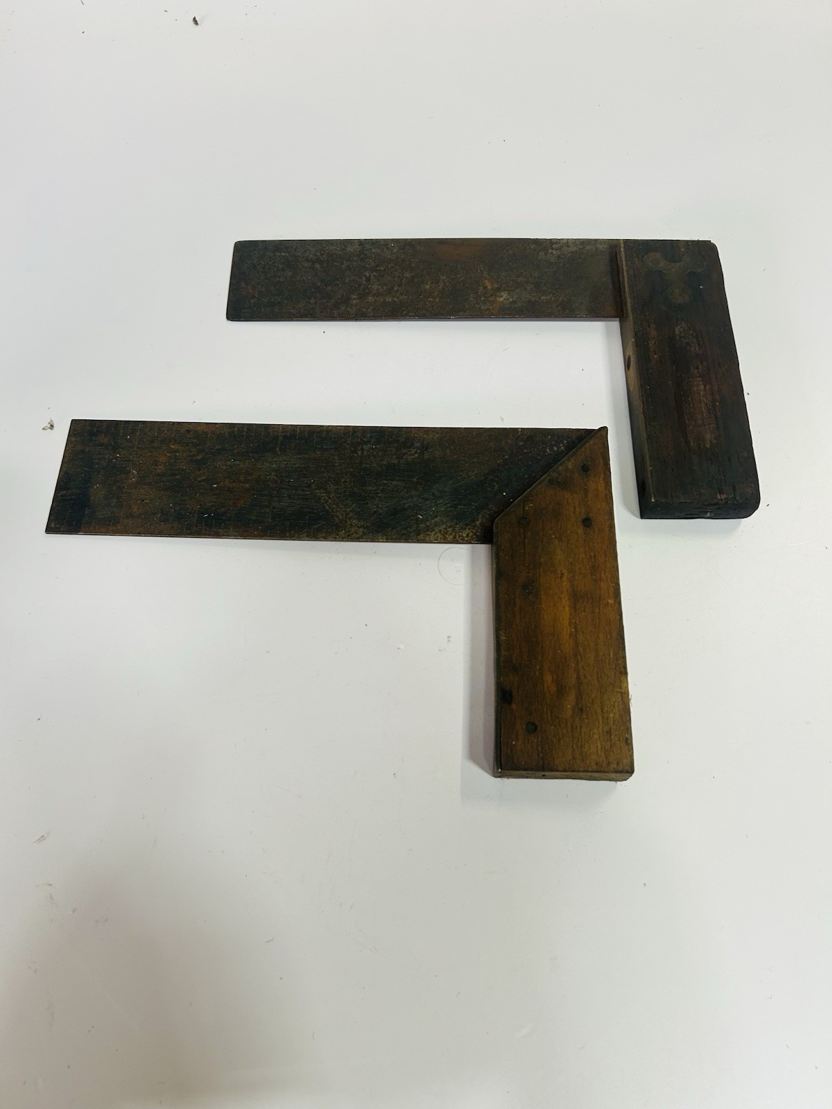 Antique Wooden Try Squares w/ Brass Unmarked Lot Of 2