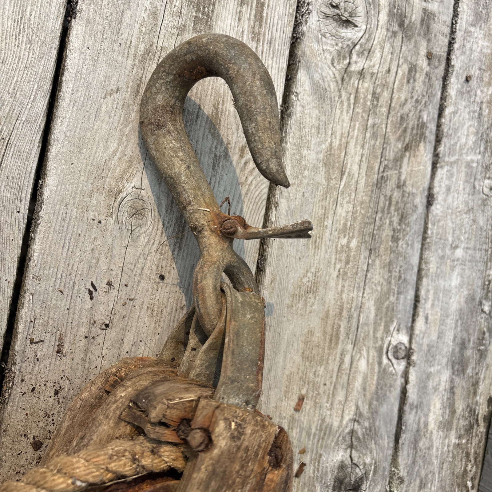 Vintage Nautical Wooden Pulley Blocks w/ Original Rope – Rustic Maritime Decor