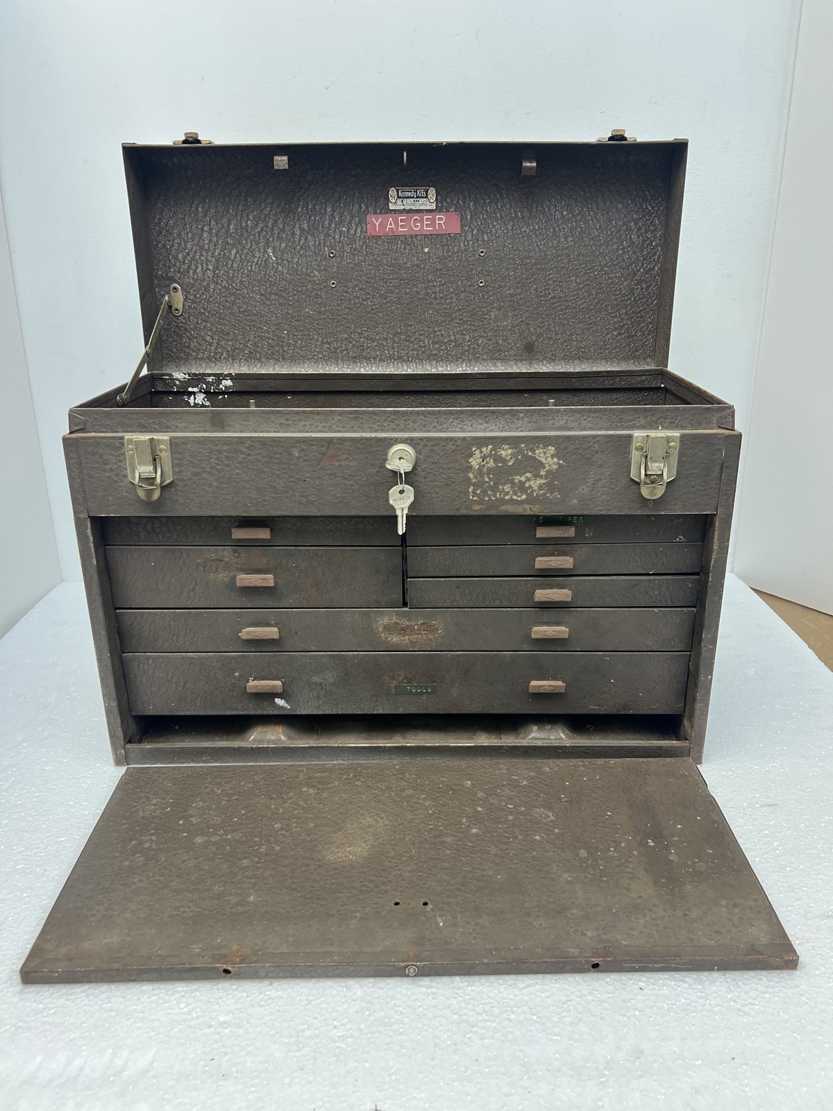 Vintage Kennedy Kits 520 Machinist Tool Box Chest 7 Drawer w Key brown metal