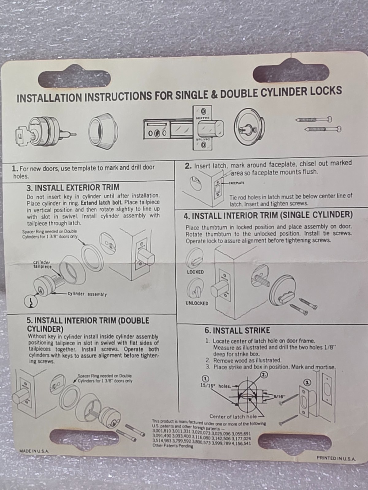 Old Dexter 4209 Double cylinder Deadbolt (Also Used On Old 1″ Thick Steel Doors)