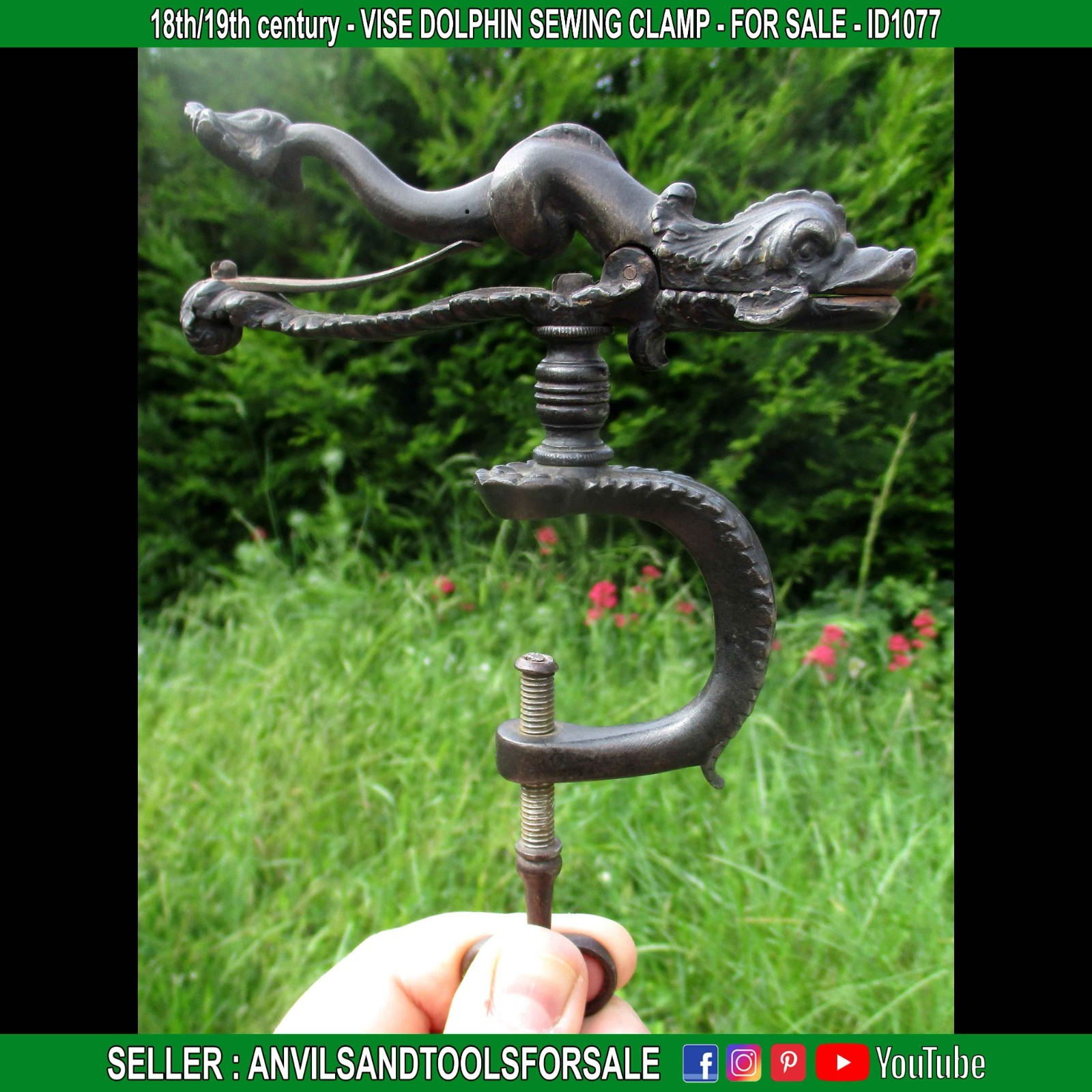 18th/19th century – VISE DOLPHIN SEWING CLAMP – ID1077