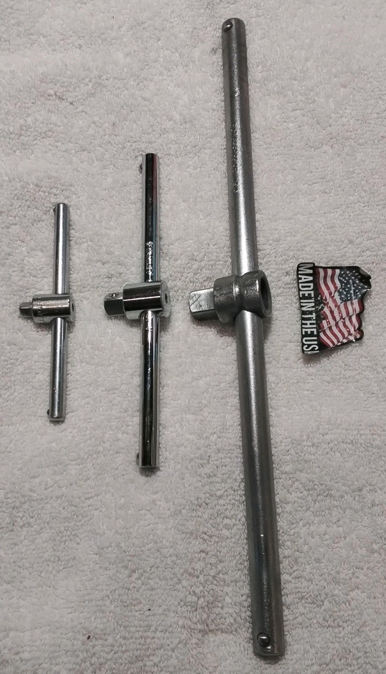 3pc CRAFTSMAN/ CAT/ STANLEY 1/4″-3/8″-1/2″ DRIVE SLIDING T BAR BREAKER BAR SET “