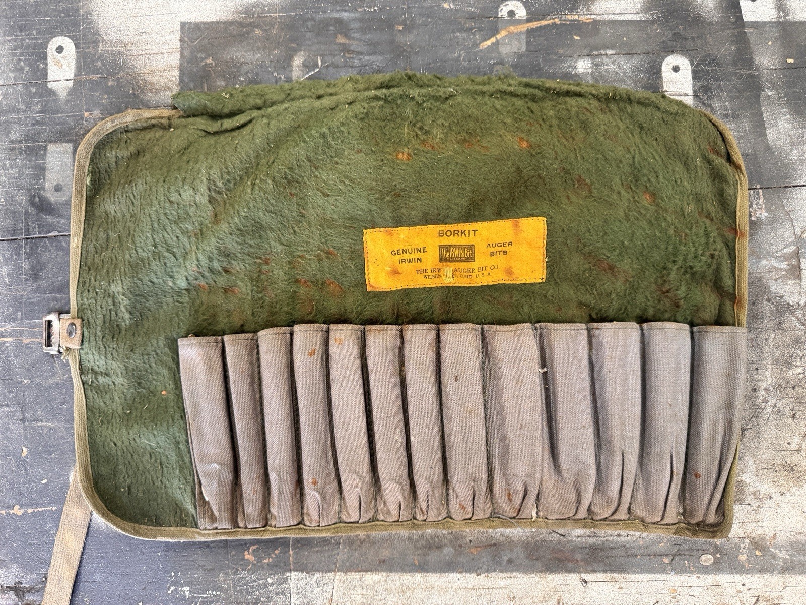Vintage Irwin Auger Bit Set – 13-Piece – Original Canvas Wrap- Made in USA