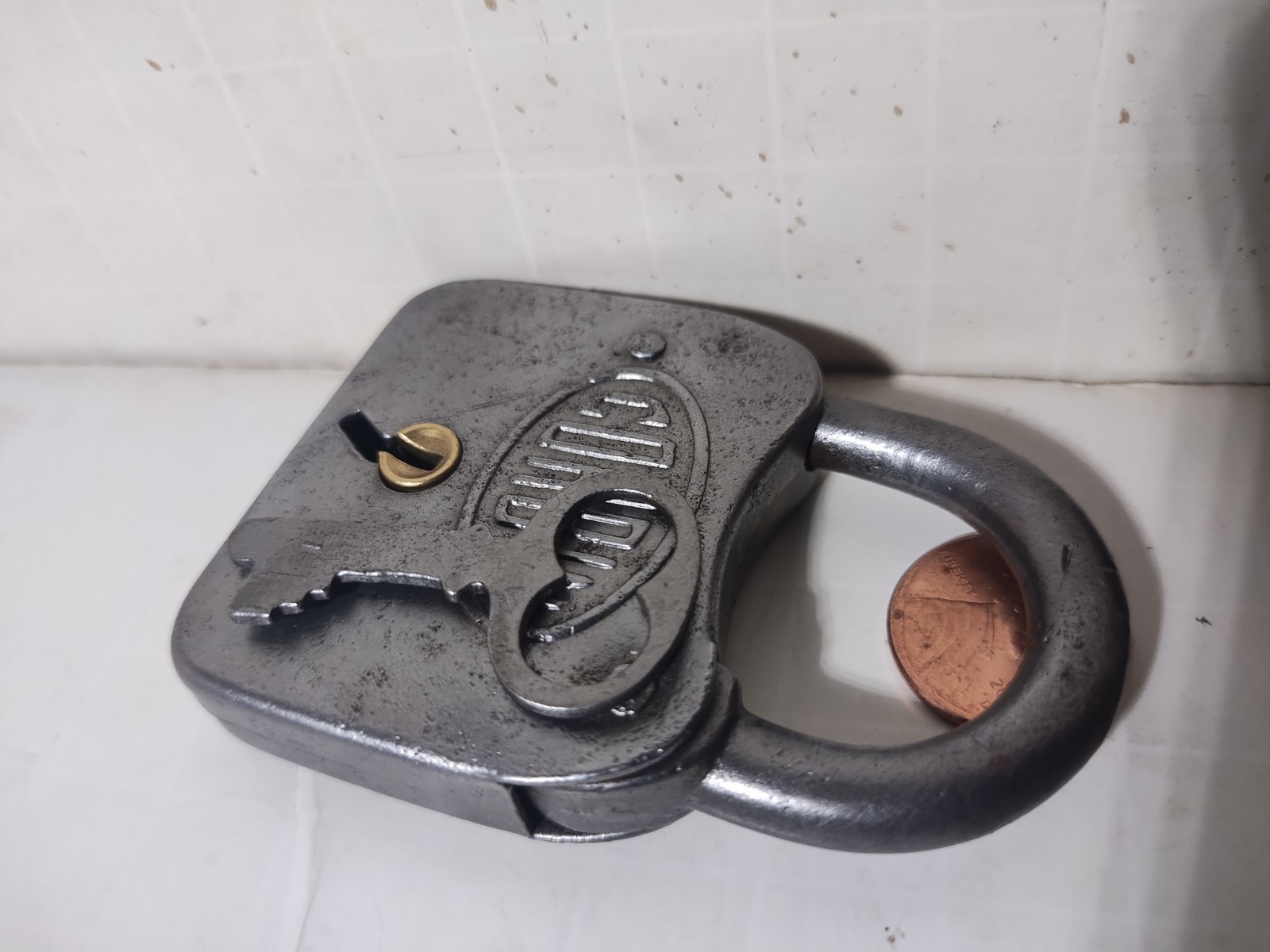 Antique Corbin Cabinet Lock Co Padlock w Key 1920-1950
