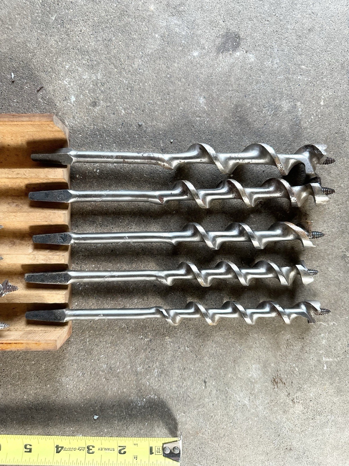 James Swan Co. Seymour CT – 13 Piece Auger Bit Set No. 4–16 w/ Wooden Box / Case