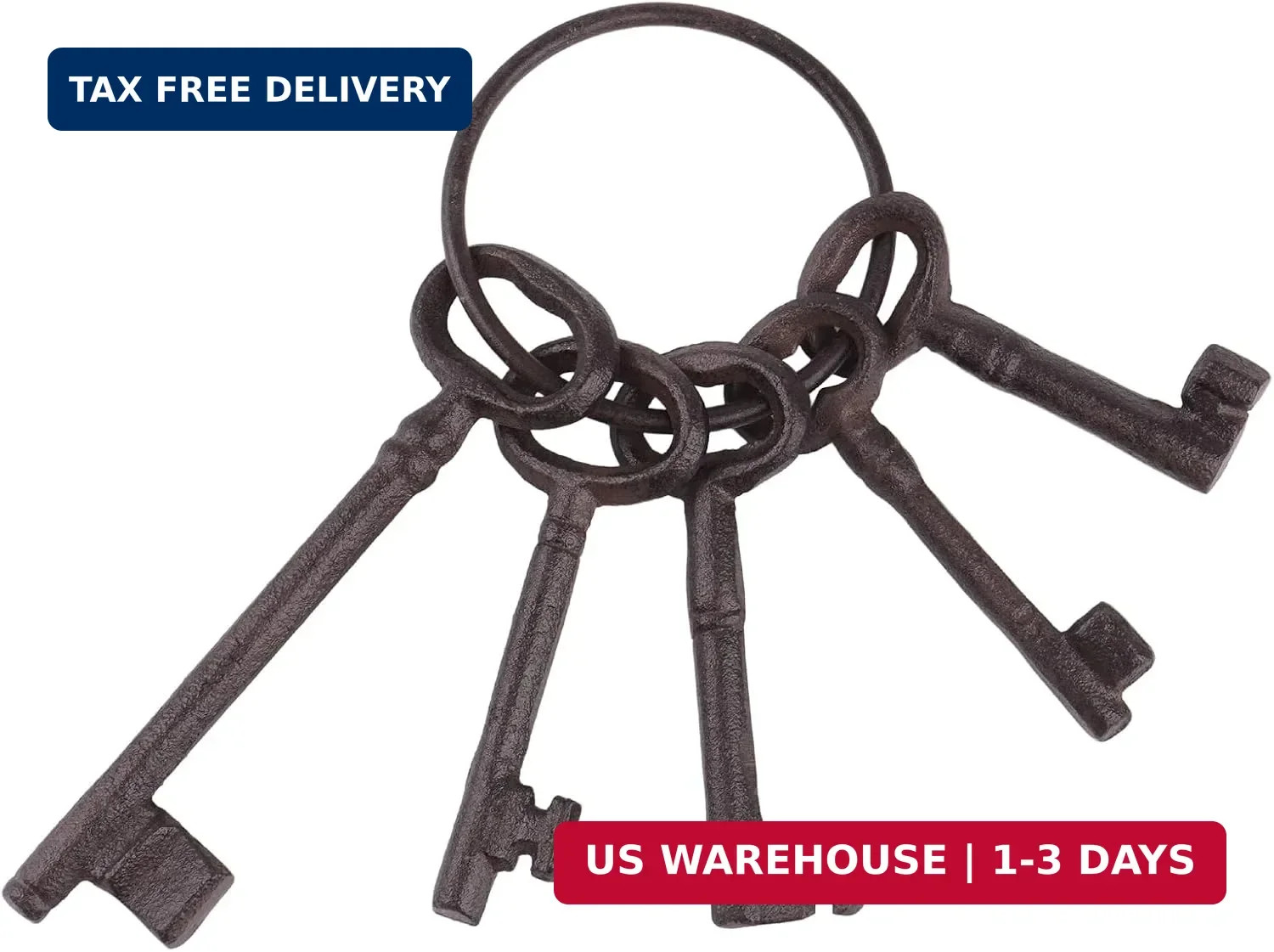 Notakia Large Vintage Cast Iron Skeleton Key Ring Antique Keys Set For Farmhouse