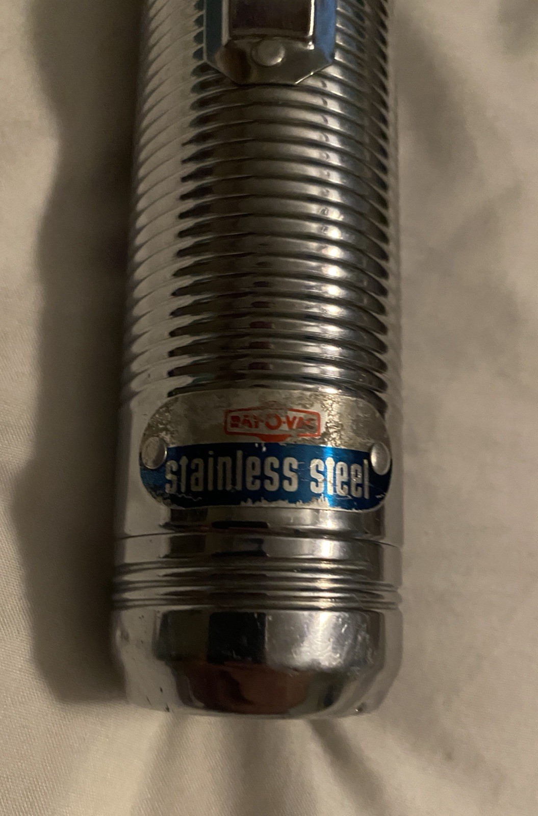 Vintage Ray-O-Vac Stainless Steel Flashlight 7″ NICE CARDBOARD INSIDE!