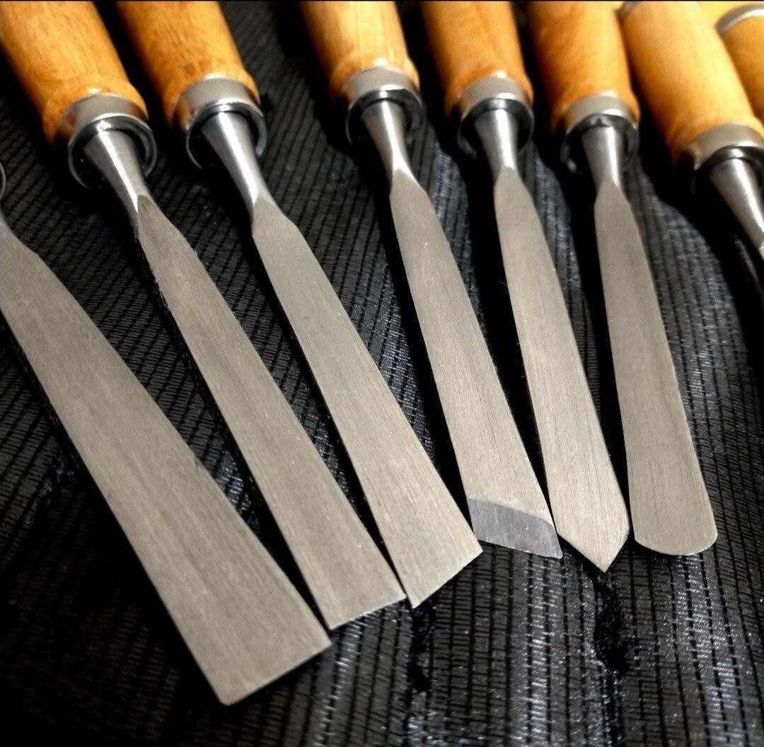 Vintage Japanese Nomi Chisel Set (12 pcs) Woodworking Carpentry Tools Japan