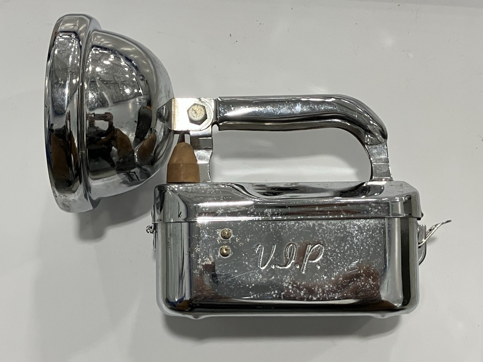 Vintage Teledyne Big Beam VIP Model Chrome Flashlight Lantern Clean