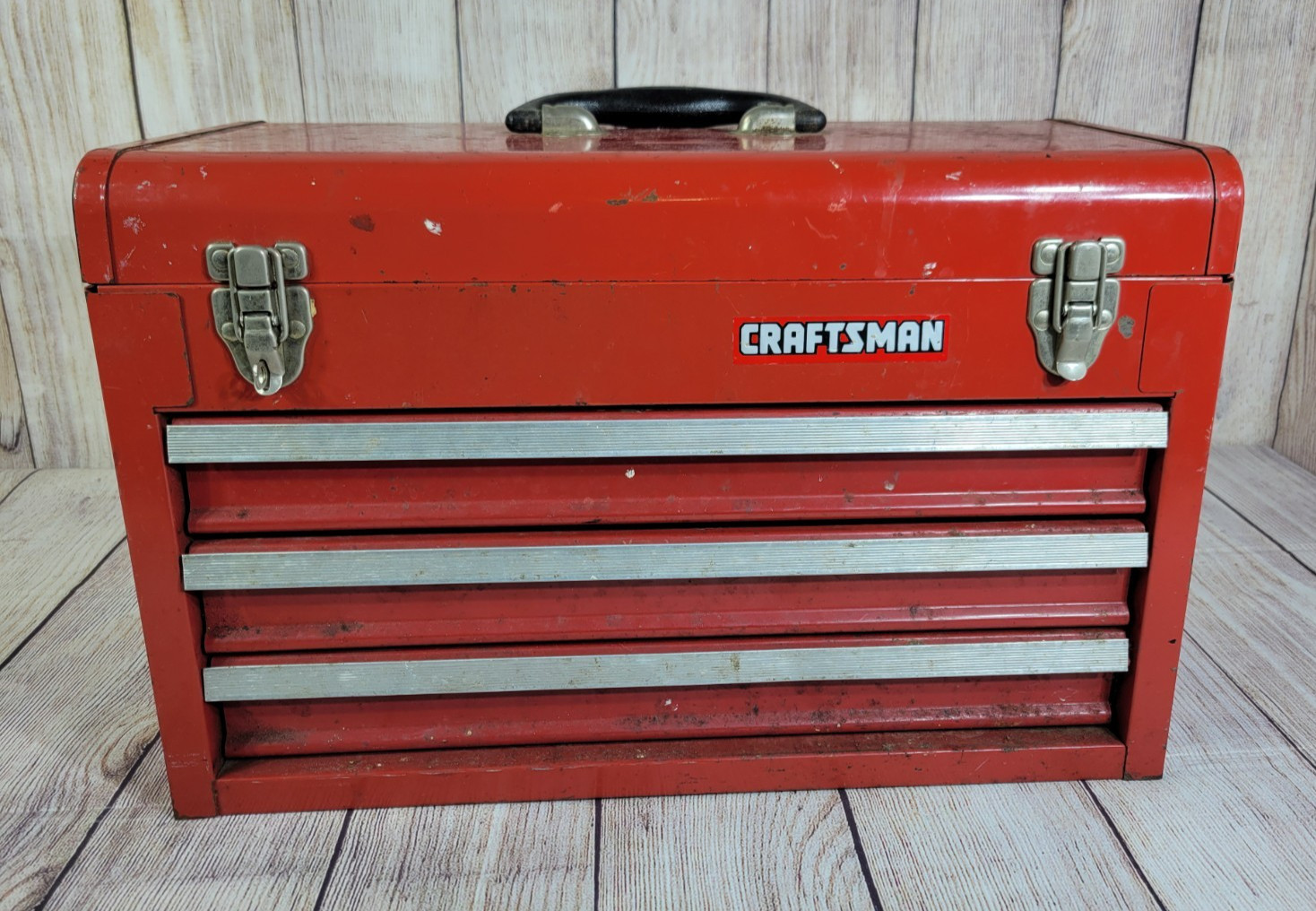 Craftsman Red 3-Drawer Tool Box 18″ X 11″ X 8″ Good Condition