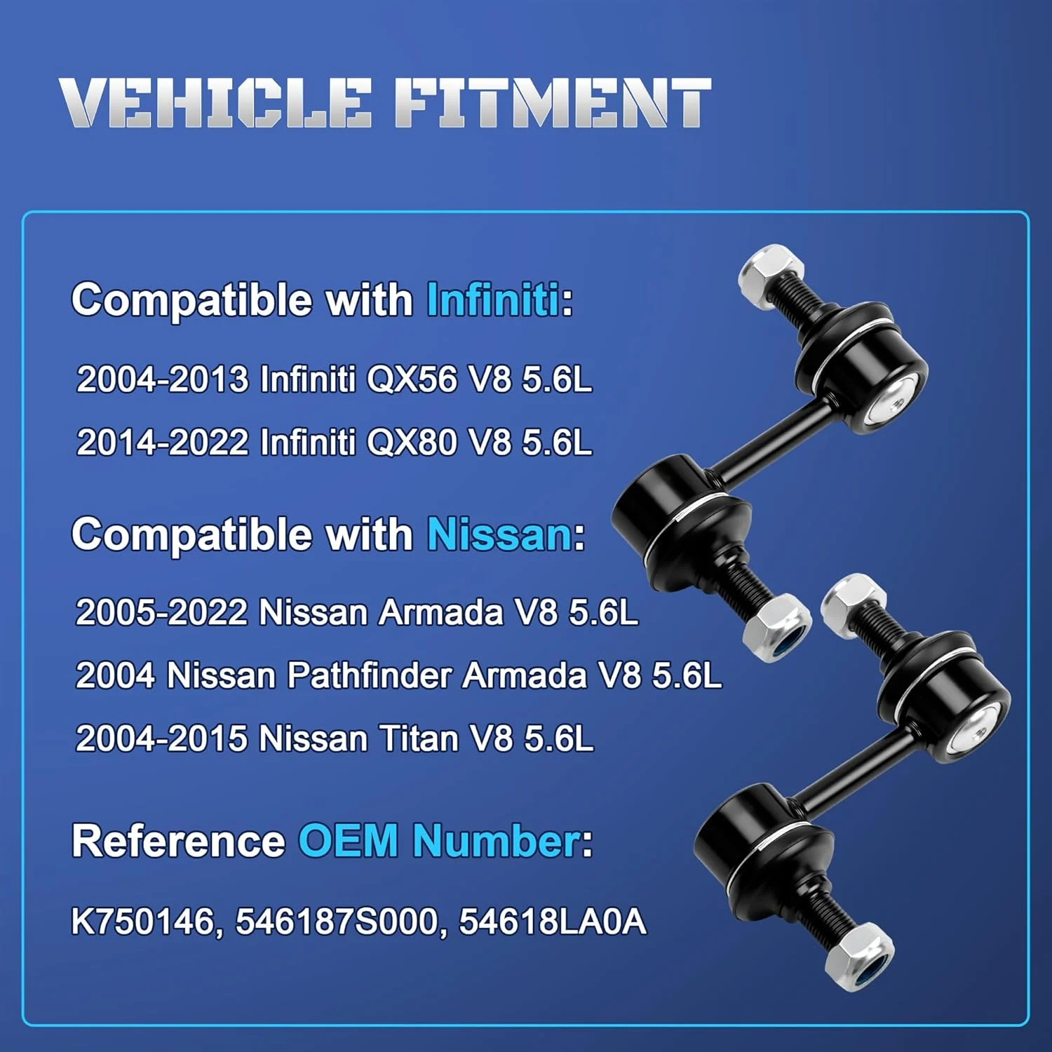2Pcs K750146 Front Stabilizer Sway Bar End Links Compatible with Nissan Armada 2