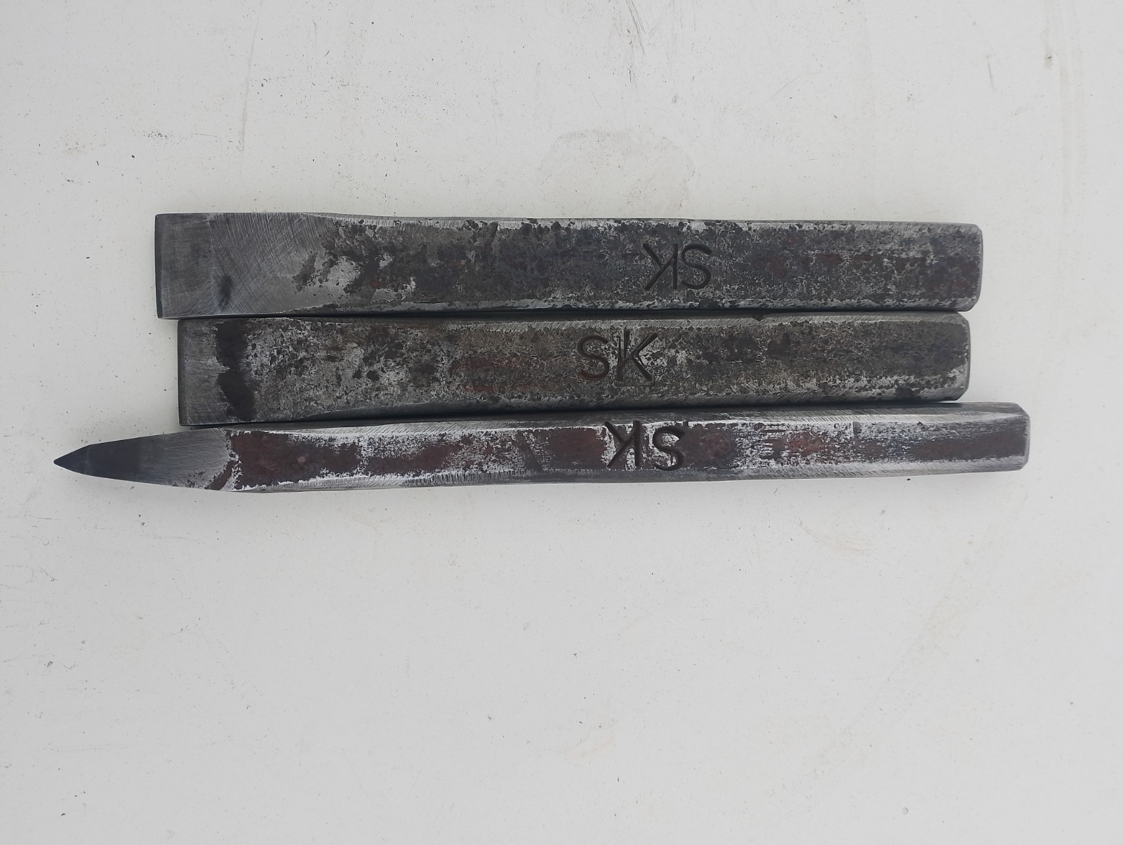 3 Pcs Hand Forged Stone Chisel Set Leaf Spring Steel Masonry Tools