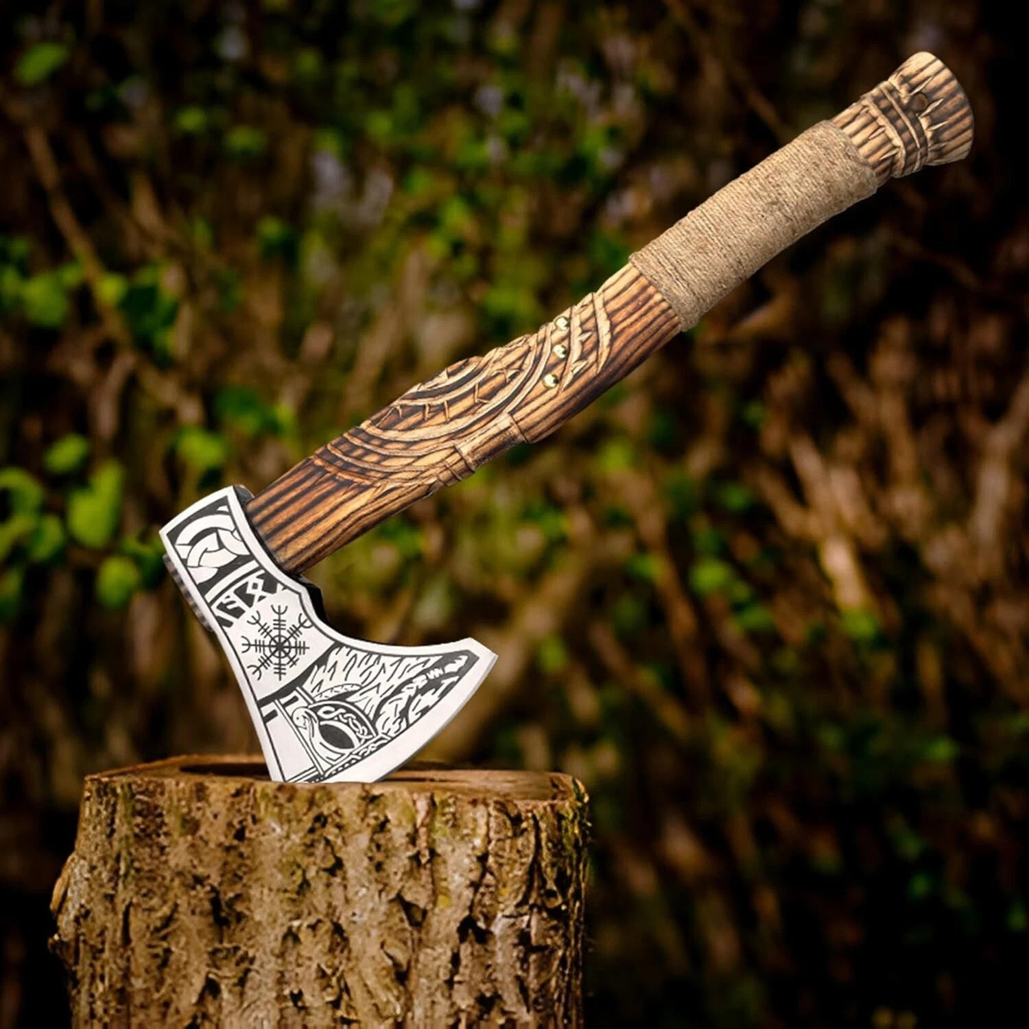 Custom Handmade Viking Axe Carbon Hatchet, Steel Axe, Bearded Axe
