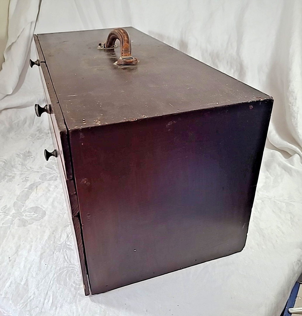 Vtg. Handmade 4 Drawer Machinists Chest Toolbox – Large