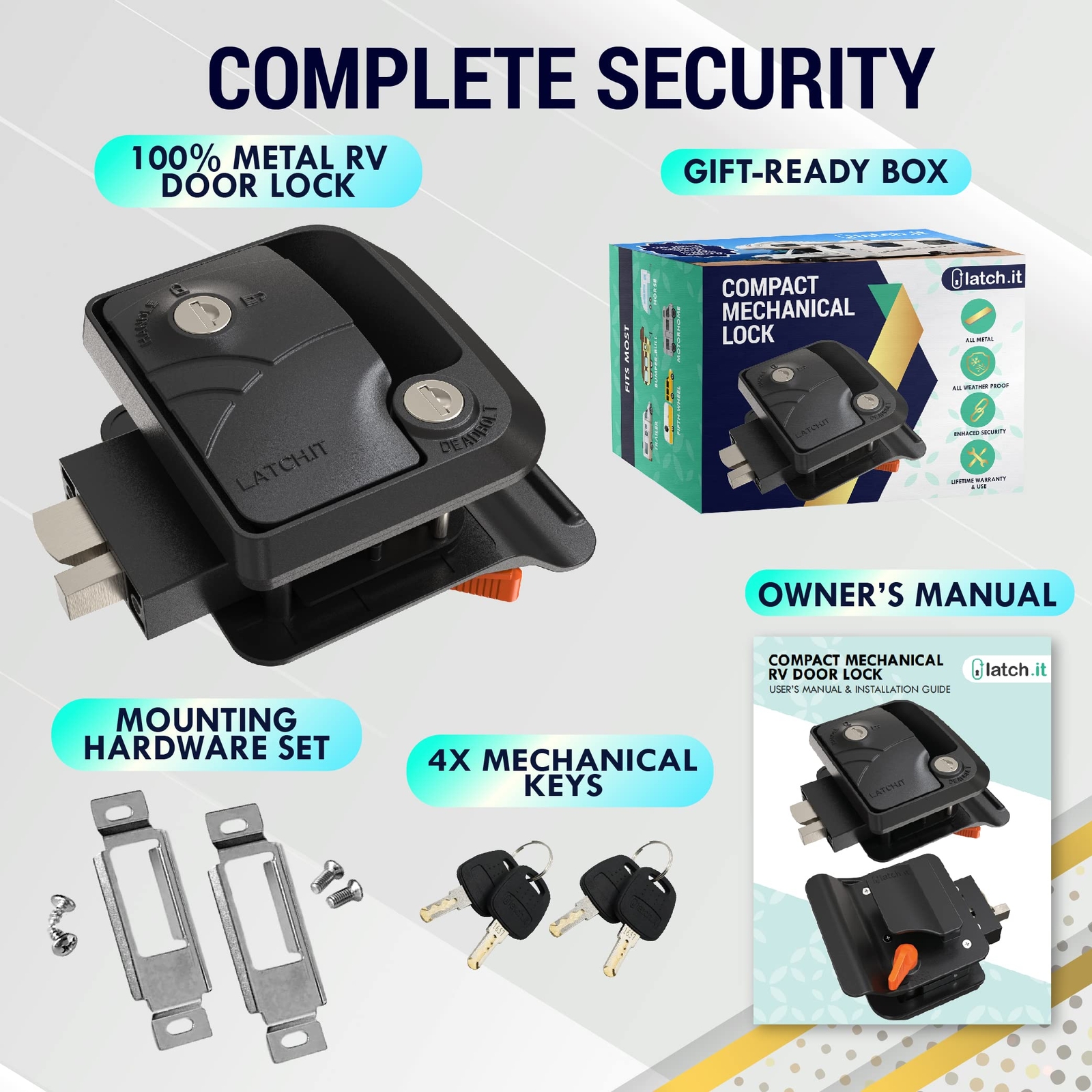 LATCH.IT Rv Door Locks & Rv Trailer Door Latch | Mini Mechanical Lock