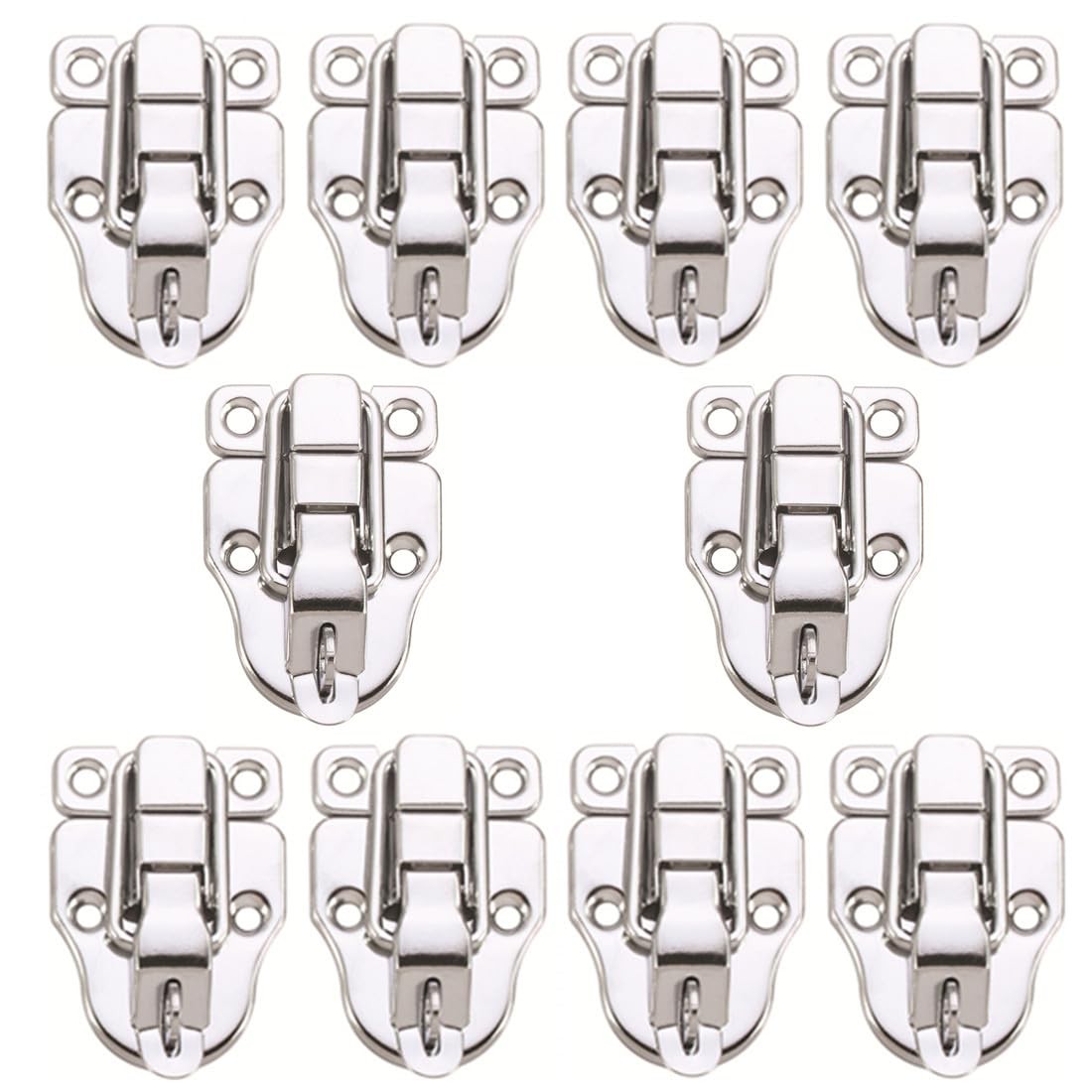 10Pack Metal Duckbilled Box Hasp Lock Toggle Latch Catch for Wooden Silver