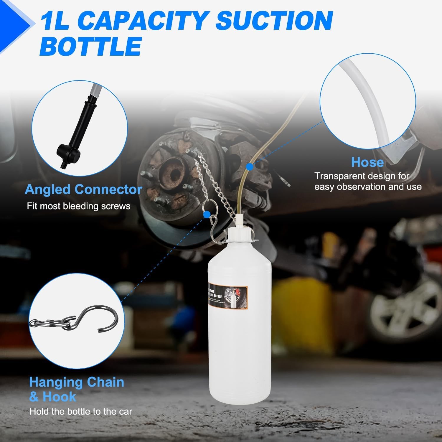 Brake Bleeder Kit 3L Manual Brake Bleeder Vacuum 3L Brake Bleeder+1L Bottle
