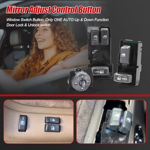 Power Window Control Switch Button&Passenger Side Door Lock Switch&Mirror