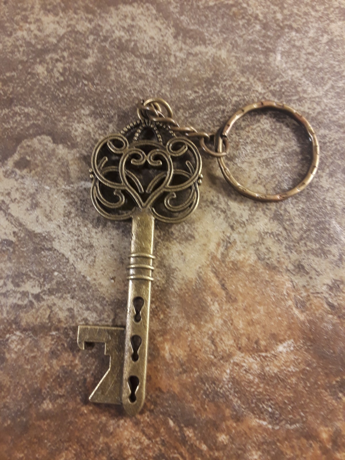 Vintage Brass Skeletons Key Bottle Opener Key Chain Combo! New! (2) Pair
