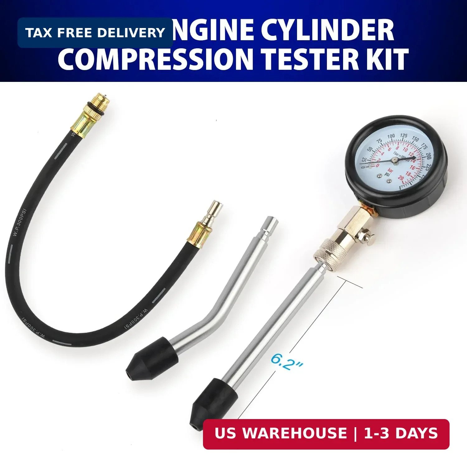 Compression Tester, 8pcs Engine Compression Tester kit Professional Petrol Gas E