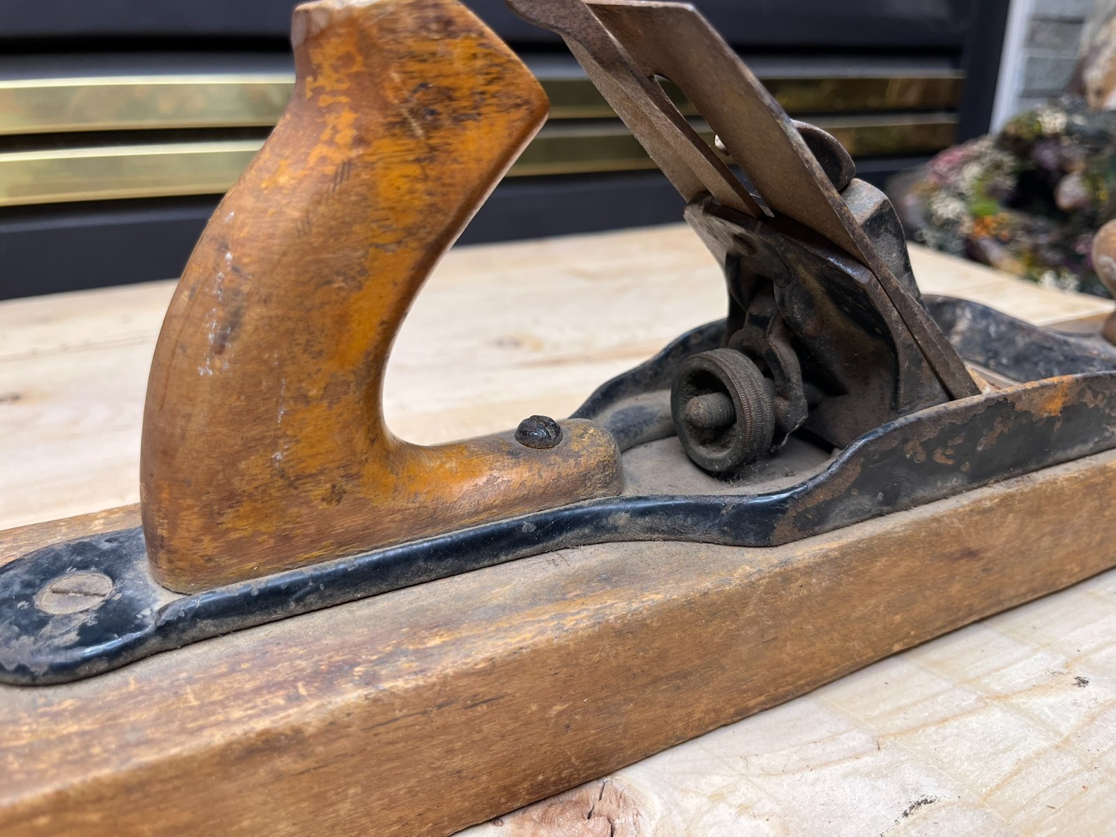 Vintage Stanley Bailey No. 26/27 -1/2 Transitional Jack Plane -15″ Wood Bottom