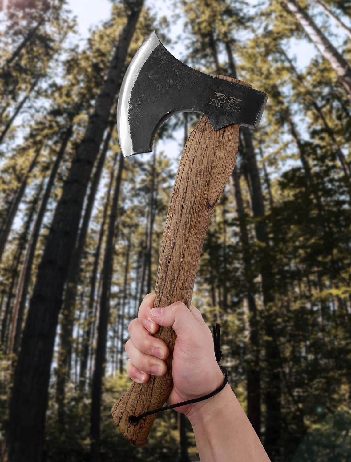 Outdoor Survival Hatchet – 14.4 Inch Beech Wood Axe with Durable Leather Sheath