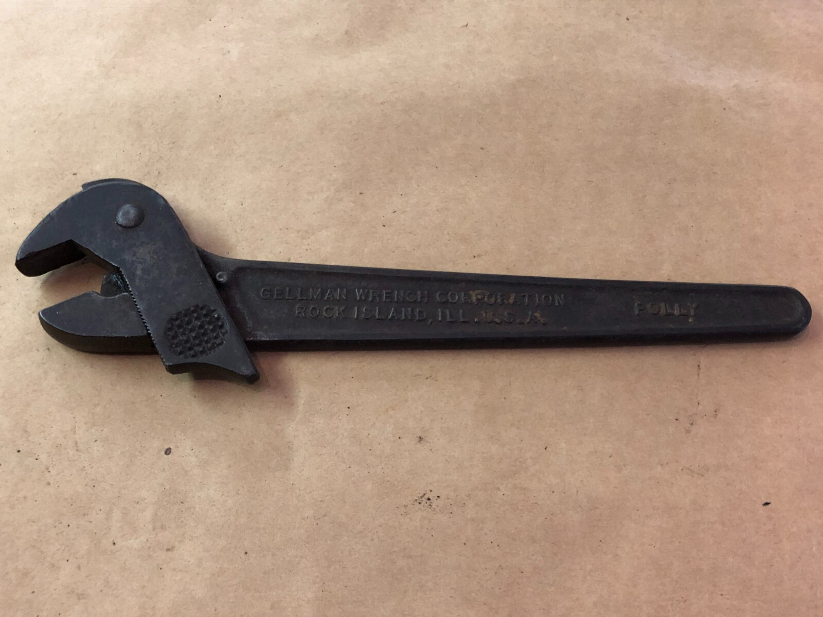 Vintage Unique 12″ No. 121 Gellman Wrench Corp Adjustable Wrench Polly Pat. 1923